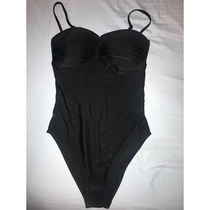 Black one-piece swimsuit